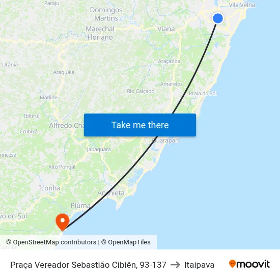 Praça Vereador Sebastião Cibiên, 93-137 to Itaipava map