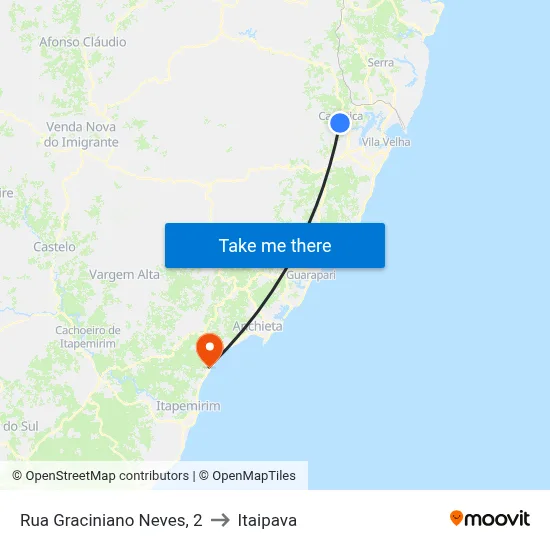Rua Graciniano Neves, 2 to Itaipava map