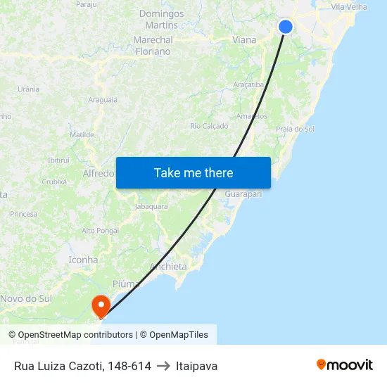 Rua Luiza Cazoti, 148-614 to Itaipava map