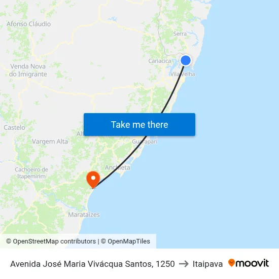 Avenida José Maria Vivácqua Santos, 1250 to Itaipava map