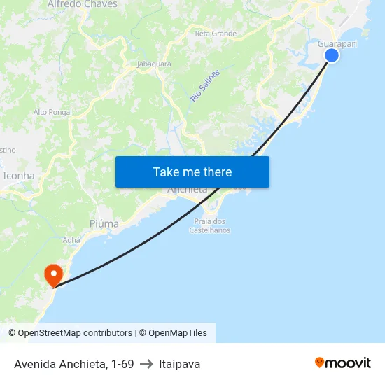 Avenida Anchieta, 1-69 to Itaipava map