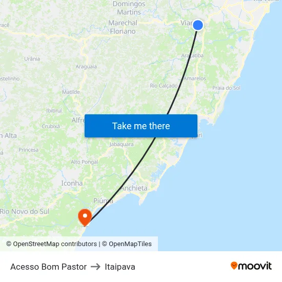 Acesso Bom Pastor to Itaipava map