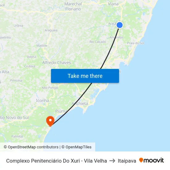 Complexo Penitenciário Do Xuri - Vila Velha to Itaipava map