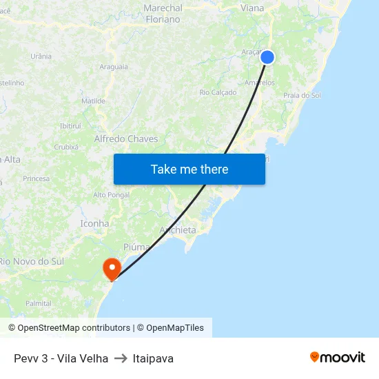 Pevv 3 - Vila Velha to Itaipava map