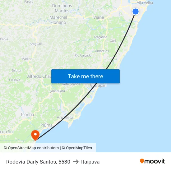 Rodovia Darly Santos, 5530 to Itaipava map