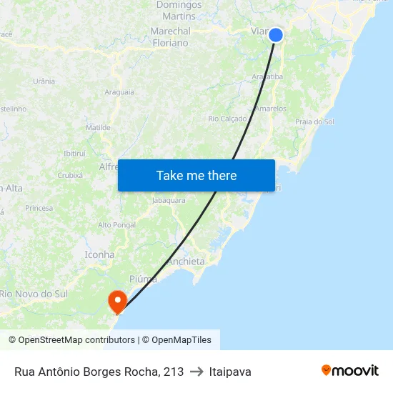 Rua Antônio Borges Rocha, 213 to Itaipava map
