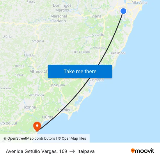 Avenida Getúlio Vargas, 169 to Itaipava map
