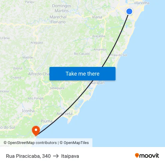 Rua Piracicaba, 340 to Itaipava map