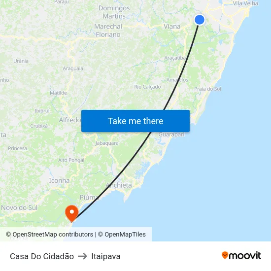 Casa Do Cidadão to Itaipava map
