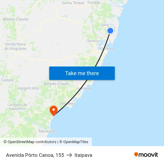 Avenida Pôrto Canoa, 155 to Itaipava map