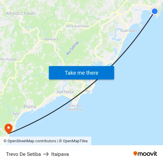 Trevo De Setiba to Itaipava map