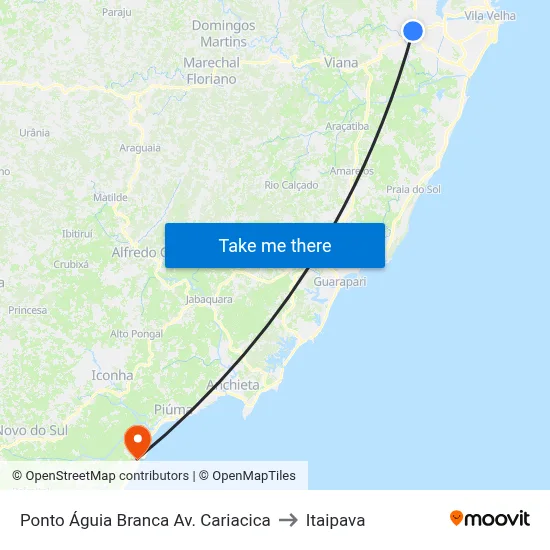 Ponto Águia Branca Av. Cariacica to Itaipava map