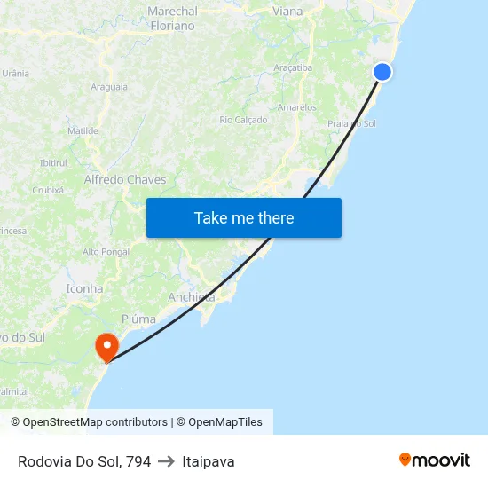 Rodovia Do Sol, 794 to Itaipava map
