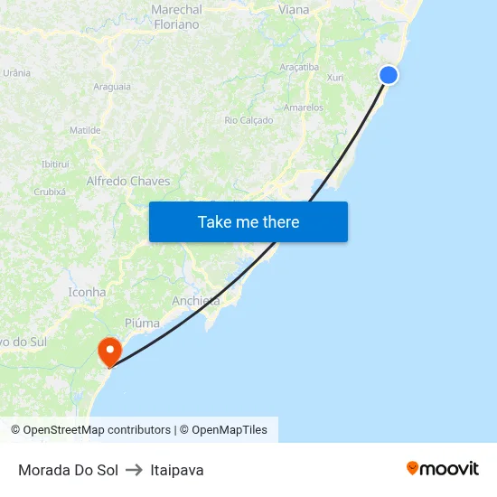 Morada Do Sol to Itaipava map