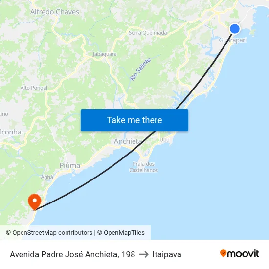 Avenida Padre José Anchieta, 198 to Itaipava map
