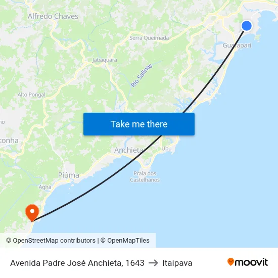 Avenida Padre José Anchieta, 1643 to Itaipava map
