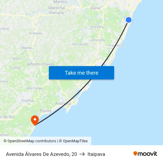 Avenida Álvares De Azevedo, 20 to Itaipava map