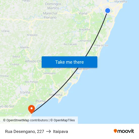 Rua Desengano, 227 to Itaipava map