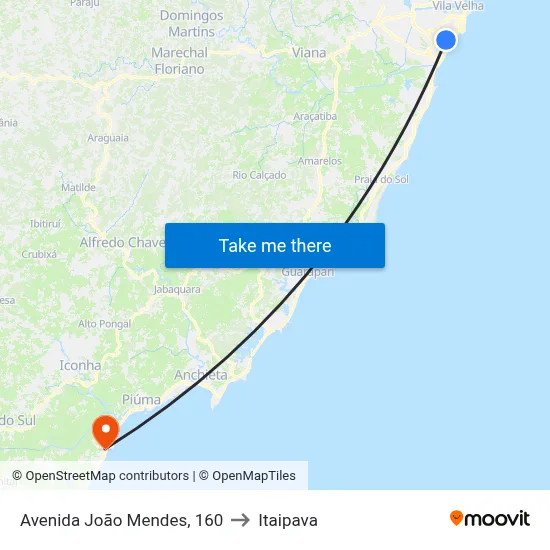 Avenida João Mendes, 160 to Itaipava map