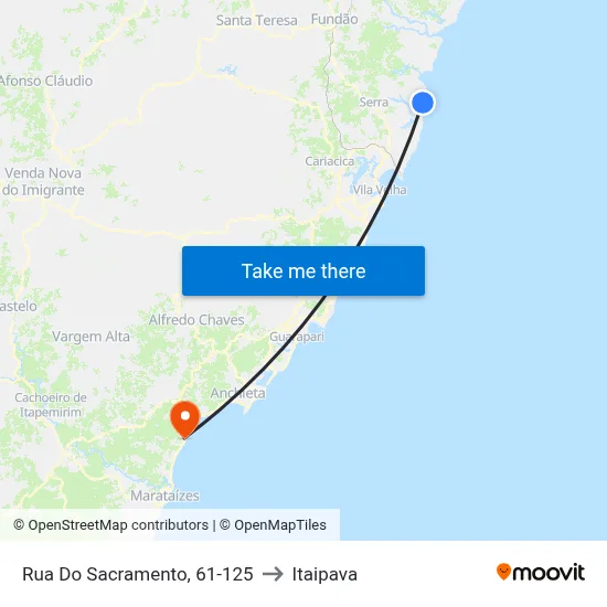Rua Do Sacramento, 61-125 to Itaipava map