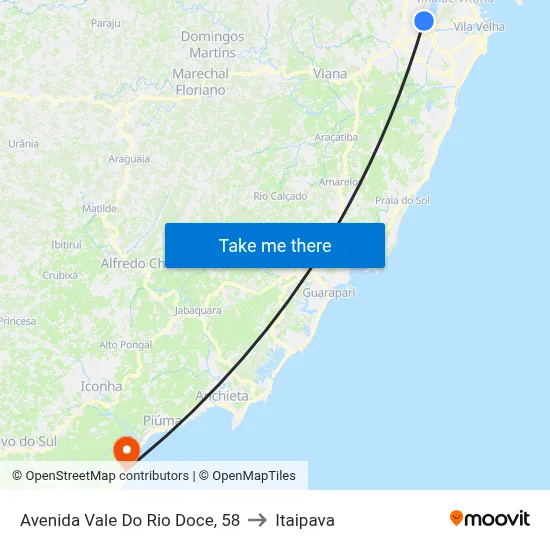 Avenida Vale Do Rio Doce, 58 to Itaipava map