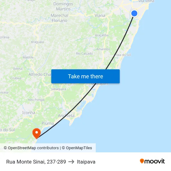 Rua Monte Sinai, 237-289 to Itaipava map