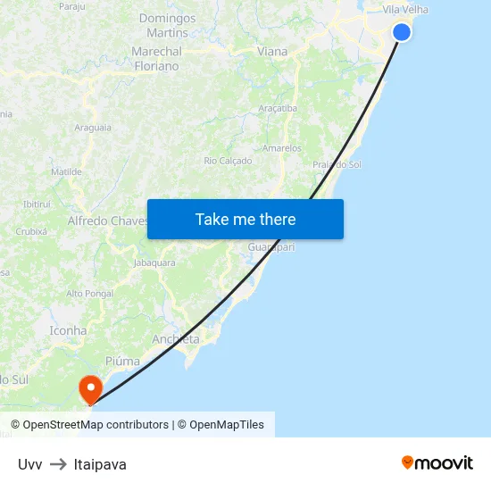 Uvv to Itaipava map