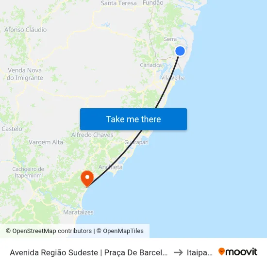 Avenida Região Sudeste | Praça De Barcelona to Itaipava map