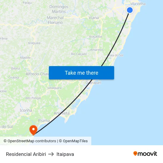 Residencial Aribiri to Itaipava map