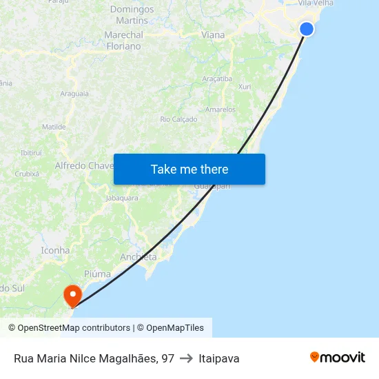 Rua Maria Nilce Magalhães, 97 to Itaipava map