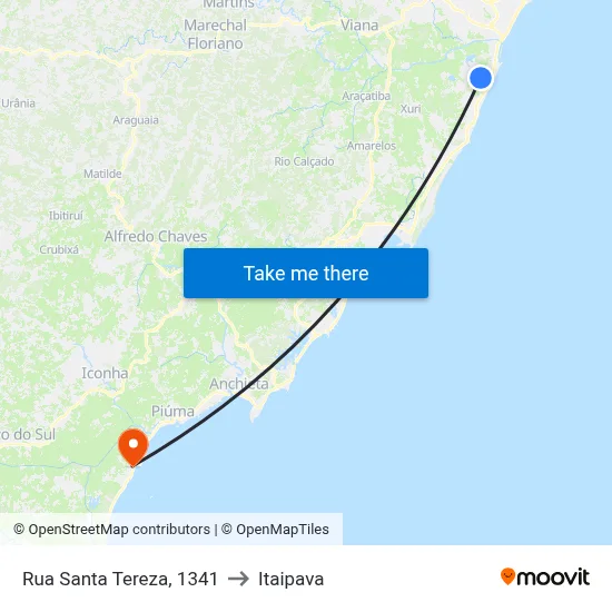 Rua Santa Tereza, 1341 to Itaipava map