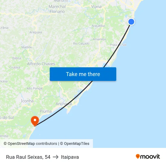 Rua Raul Seixas, 54 to Itaipava map