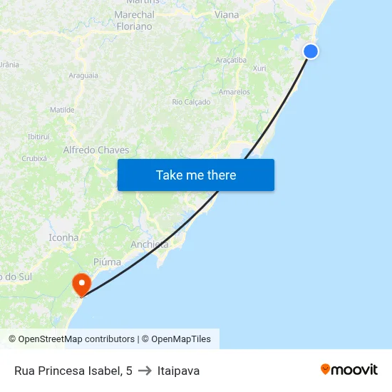 Rua Princesa Isabel, 5 to Itaipava map