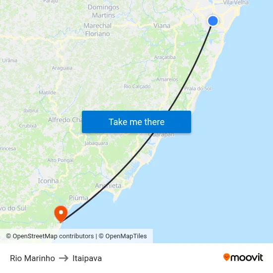 Rio Marinho to Itaipava map