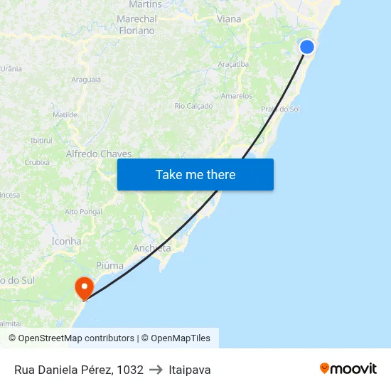 Rua Daniela Pérez, 1032 to Itaipava map