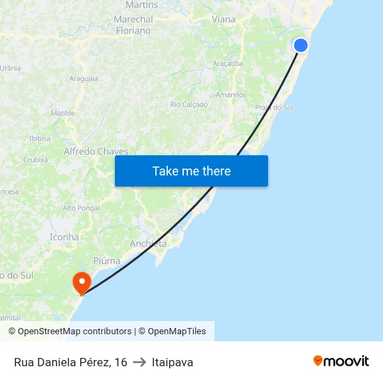 Rua Daniela Pérez, 16 to Itaipava map