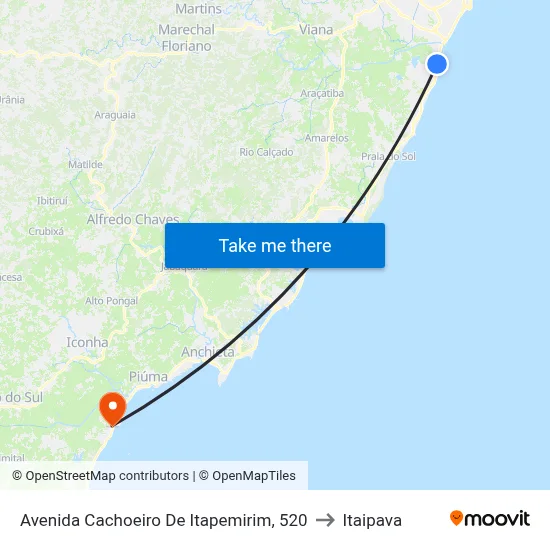 Avenida Cachoeiro De Itapemirim, 520 to Itaipava map