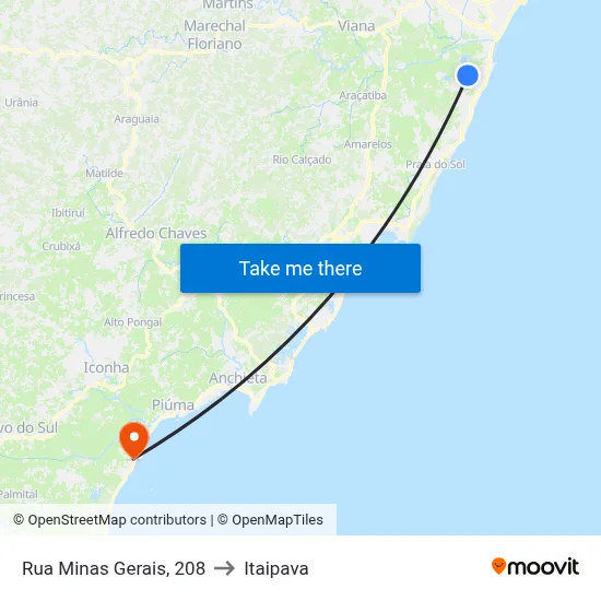Rua Minas Gerais, 208 to Itaipava map