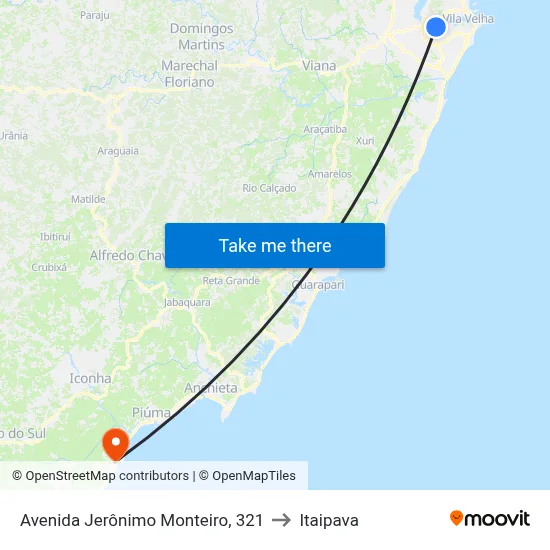Avenida Jerônimo Monteiro, 321 to Itaipava map