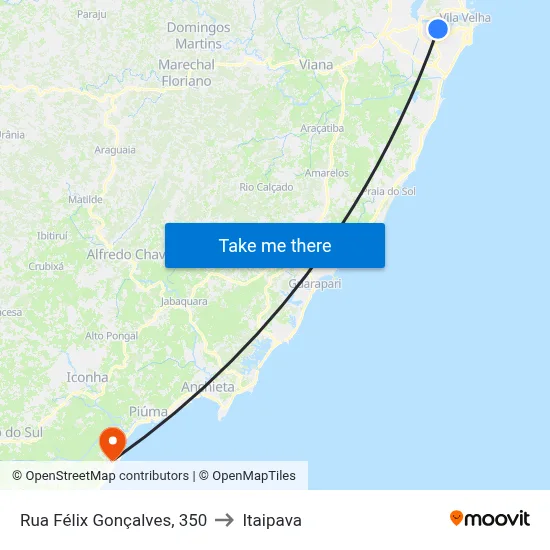 Rua Félix Gonçalves, 350 to Itaipava map