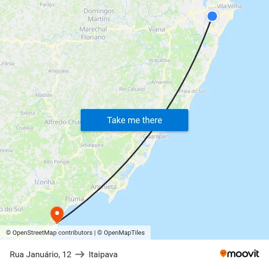 Rua Januário, 12 to Itaipava map