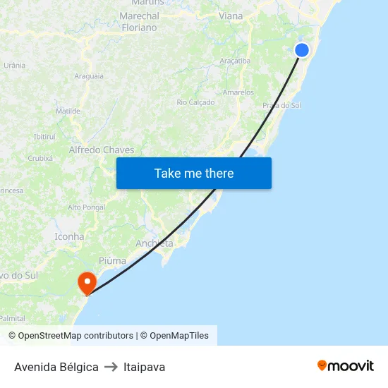 Avenida Bélgica to Itaipava map