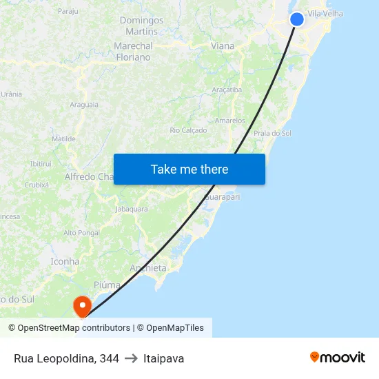 Rua Leopoldina, 344 to Itaipava map