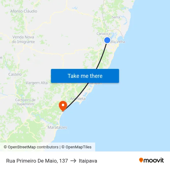 Rua Primeiro De Maio, 137 to Itaipava map