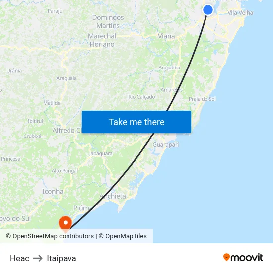 Heac to Itaipava map