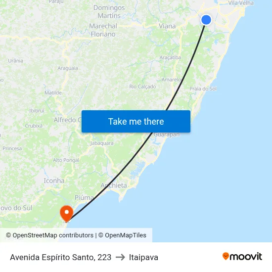 Avenida Espírito Santo, 223 to Itaipava map