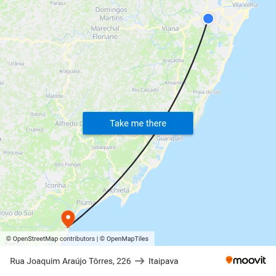 Rua Joaquim Araújo Tôrres, 226 to Itaipava map