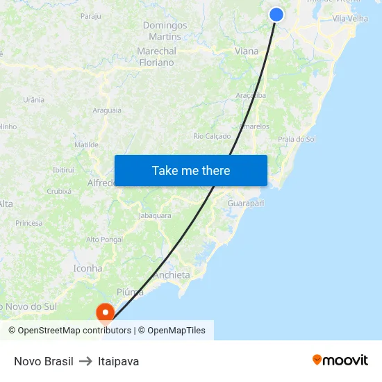 Novo Brasil to Itaipava map