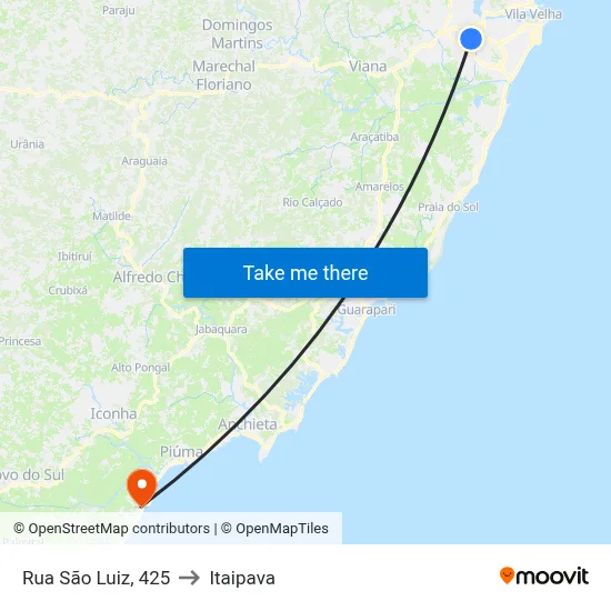 Rua São Luiz, 425 to Itaipava map
