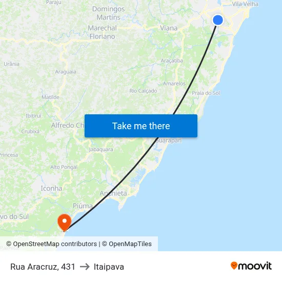 Rua Aracruz, 431 to Itaipava map